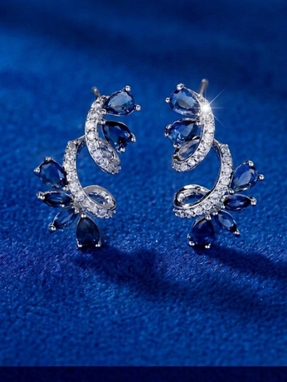 Blue Curved Earrings